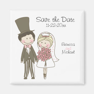 Imán El dibujo animado lindo de novia y del novio