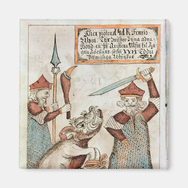 Imán El dios del norte Tyr pierde la mano en el lobo at (Frente)