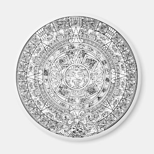 Imán El diseño de piedra circular del calendario aztec