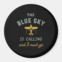 Imán El divertido piloto de aviones Vintage Blue Sky ll