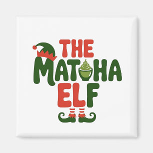 Imán El Duende de Matcha Divertido Bebida de Navidad de