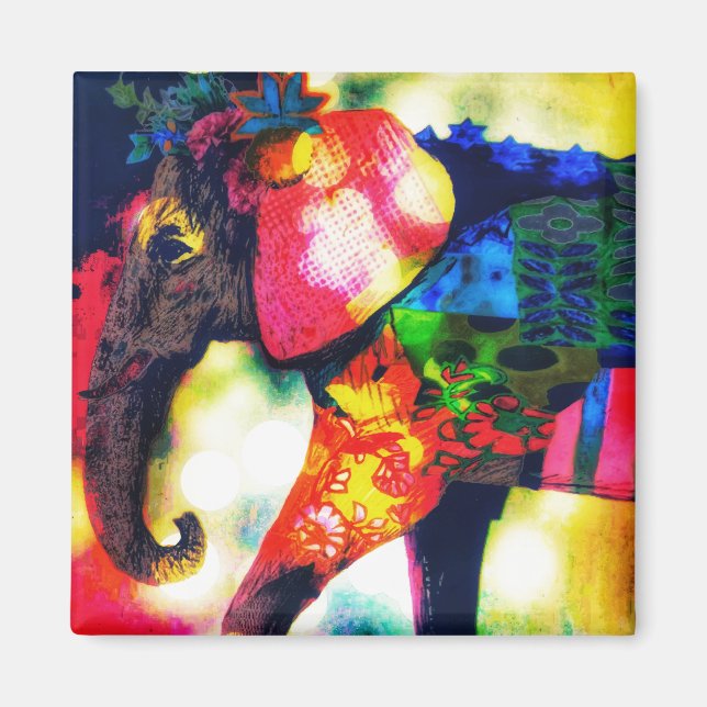 Imán El elefante moderno africano del arte pop contempo (Frente)