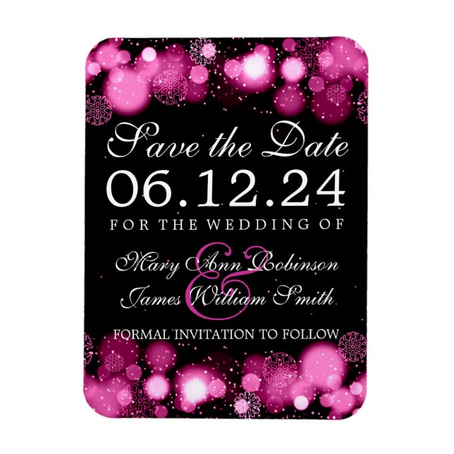 Imán El Elegante Invierno Guarda Las Luces Pink Date (Vertical)