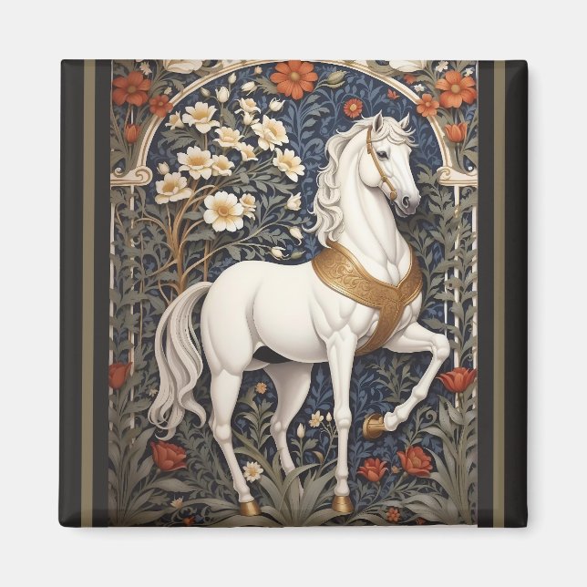 Imán El elegante William Morris inspiró el caballo blan (Frente)