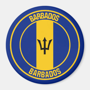 Imán El emblema de Barbados redonda