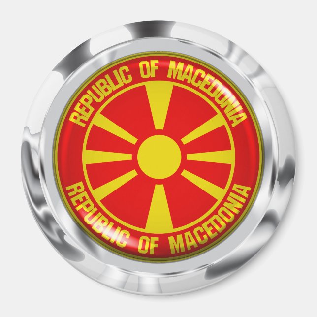 Imán El emblema de Macedonia redonda (Frente)