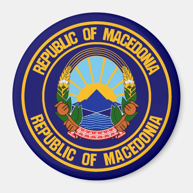 Imán El emblema de Macedonia redonda (Frente)