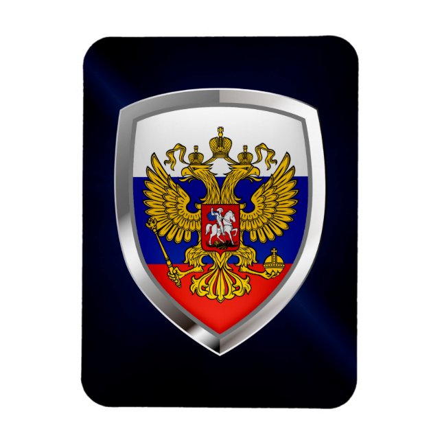 Imán El emblema metálico de Rusia (Vertical)