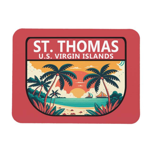 Imán El emblema retro de las Islas Vírgenes de St Thoma (Horizontal)
