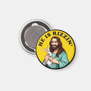 Imán Él es Rizzin Funny Día de Pascua Cristiana Jesús