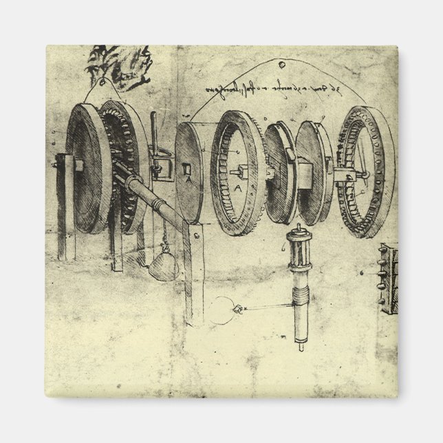 Imán El esbozo de ingeniería de una rueda de Leonardo d (Frente)