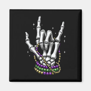 Imán El esqueleto de los Rocker de Mardi Gras Manos Roc