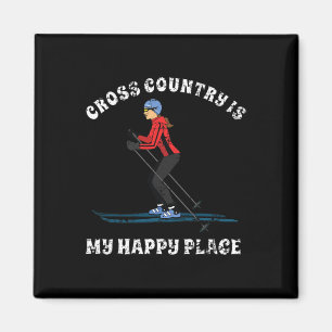 Imán El esquí de fondo es mi lugar feliz Camiseta para