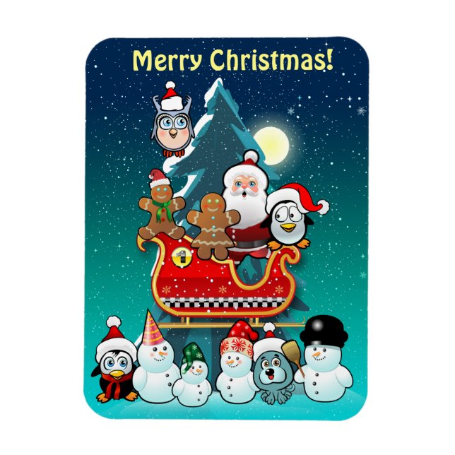 Imán El esquisto de Santa por el árbol de Navidad (Vertical)