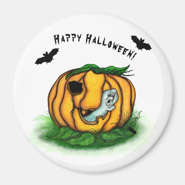 Imán El fantasma de Halloween , Bat , Ghost y Spider (Frente)