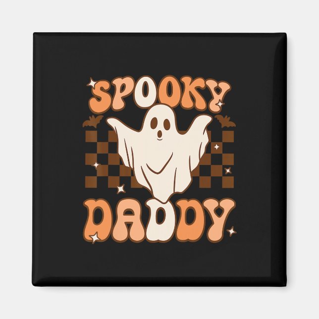 Imán El fantasma de Halloween retro Groovy espantó a pa (Frente)