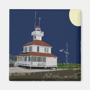 Imán El faro del lago Pontchartrain de noche