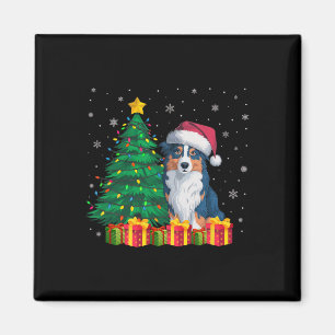 Imán El feo pastor australiano de Santa Hat Navidades e