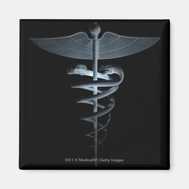 Imán El foco de atención de un caduceus médico (Frente)