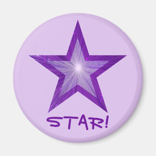 Imán El frigorífico "STAR!" de Estrella Púrpura redonde