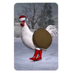 Imán El gallo blanco Santa Claus