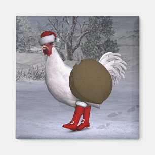 Imán El gallo blanco Santa Claus