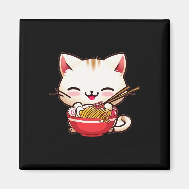 Imán El gato de Kawaii Ramen ama la comida japonesa div (Frente)
