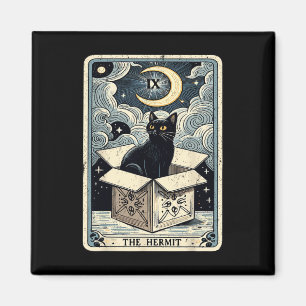 Imán El gato de la tarjeta Tarot de Hermit en caja Grac