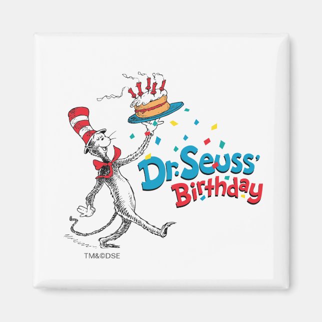 Imán El gato en el Gorra | Cumpleaños del Dr. Seuss (Frente)