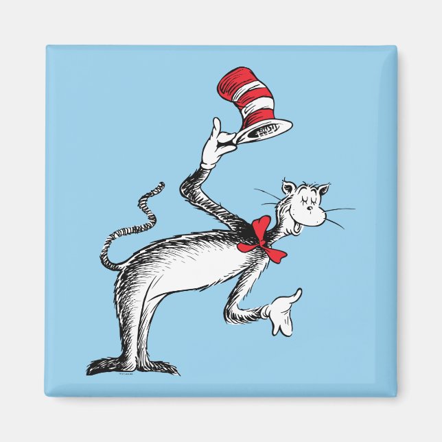 Imán El gato en el sombrero se inclina (Frente)