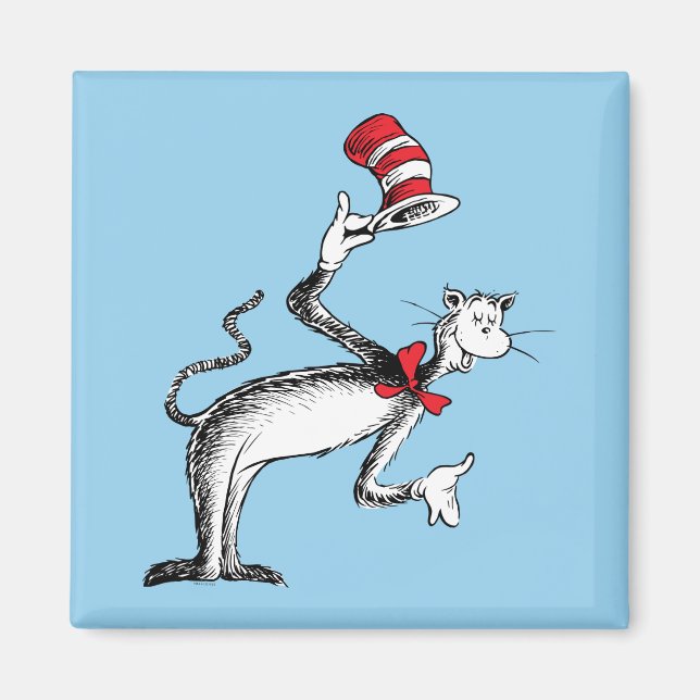 Imán El gato en el sombrero se inclina (Frente)