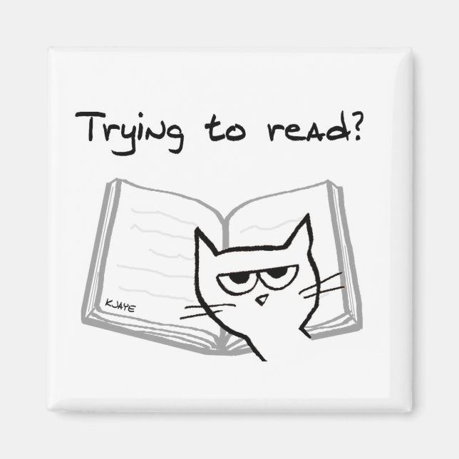 Imán El gato hace imposible la lectura - divertida impr (Frente)