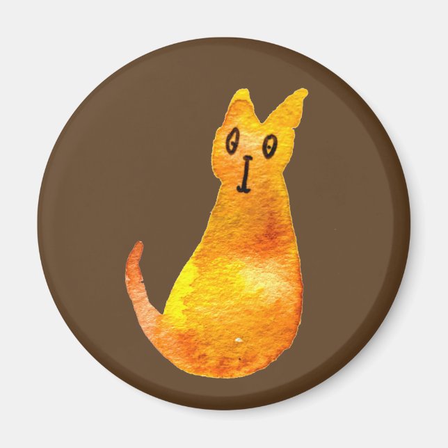 Imán El gato jengibre adorable acuarela arte de ilustra (Frente)