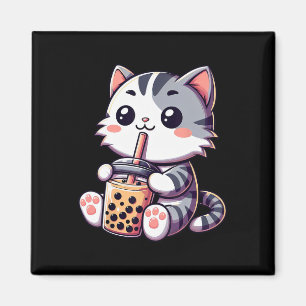 Imán El gato lindo Kawaii Gato Boba Leche de burbuja Té