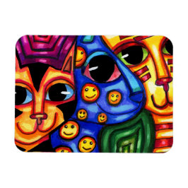 Imán El gato lindo se enfrenta a un colorido arte anima