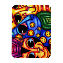 Imán El gato lindo se enfrenta a un colorido arte anima