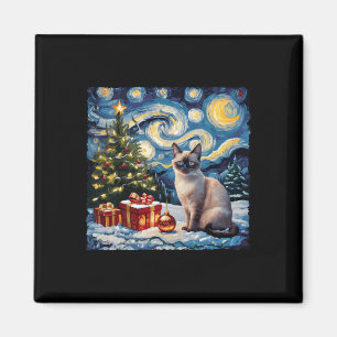 Imán El gato navidad Siamese Art Van Gogh La Noche Star