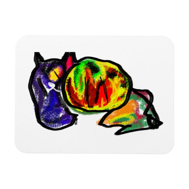 Imán El gato negro espera el otoño (Horizontal)