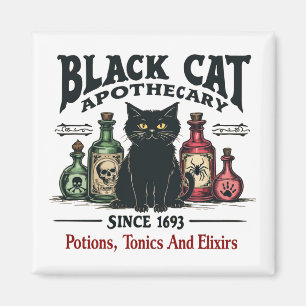 Imán El gato negro retro aterrador apothecary Wicca