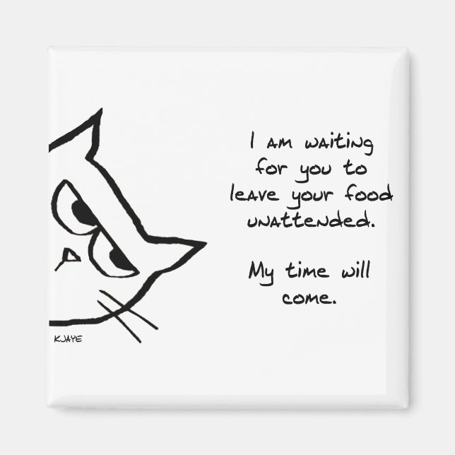 Imán El Gato Robará Tu Comida - Gracioso Magnet De Gato (Frente)