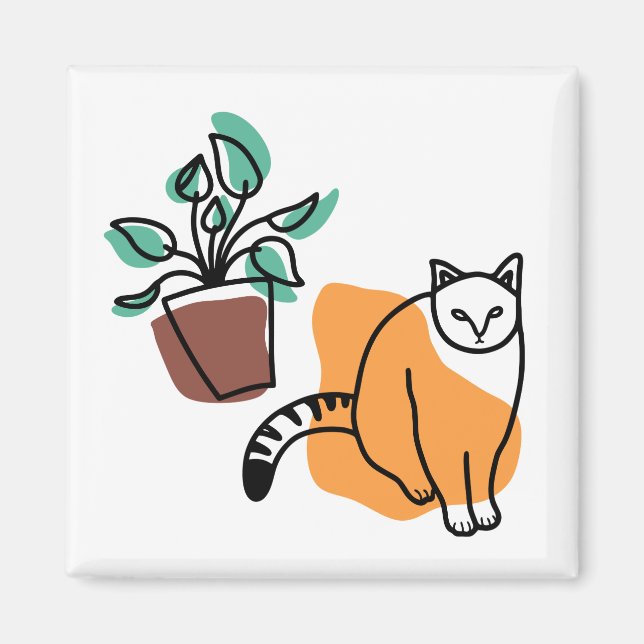 Imán El gato y la planta (Frente)