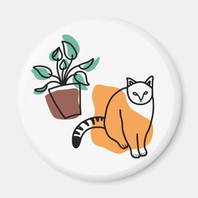 Imán El gato y la planta (Frente)