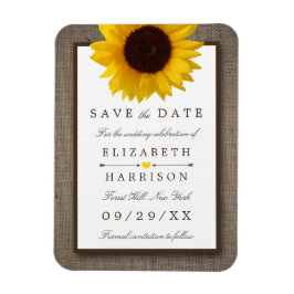 Imán El Girasol Rústico Del País En Burlap Salva La Fec