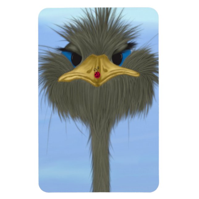 Imán El Gracioso George Del Ostrich Y La Cuta Ladybug (Vertical)