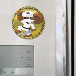 Imán El gracioso personalizado Cheburashka con una espa