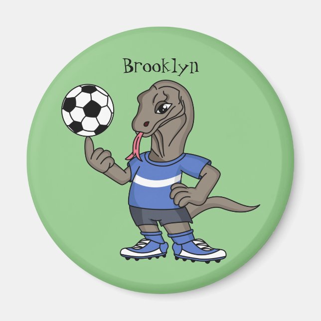 Imán El gracioso personalizado de fútbol del dragón Kom (Frente)