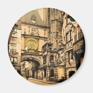 Imán El gran reloj, Rouen, Fotocromo de época de Franci