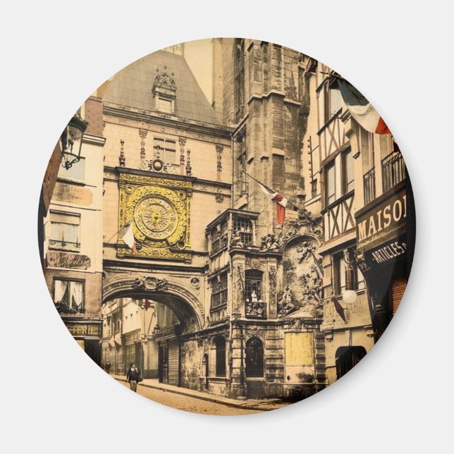 Imán El gran reloj, Rouen, Fotocromo de época de Franci (Frente)