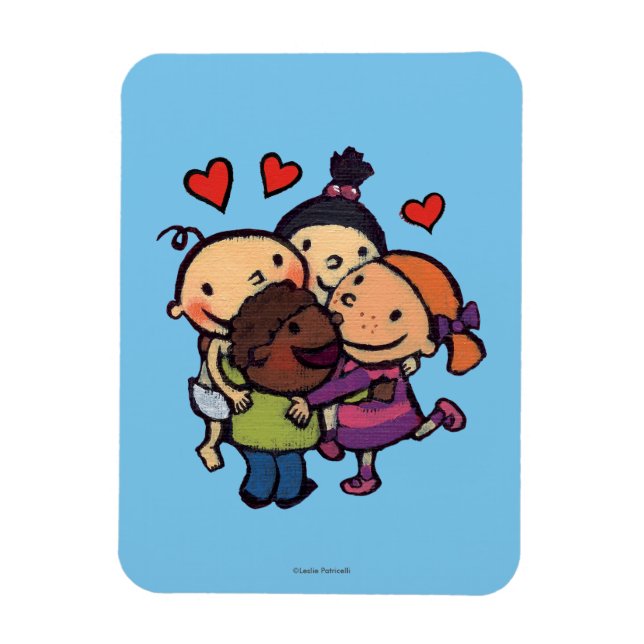 Imán El grupo Leslie Patricelli se abraza con sus amigo (Vertical)