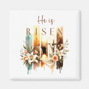 Imán Él ha resucitado Cruz cristiana Jesús Versículo de